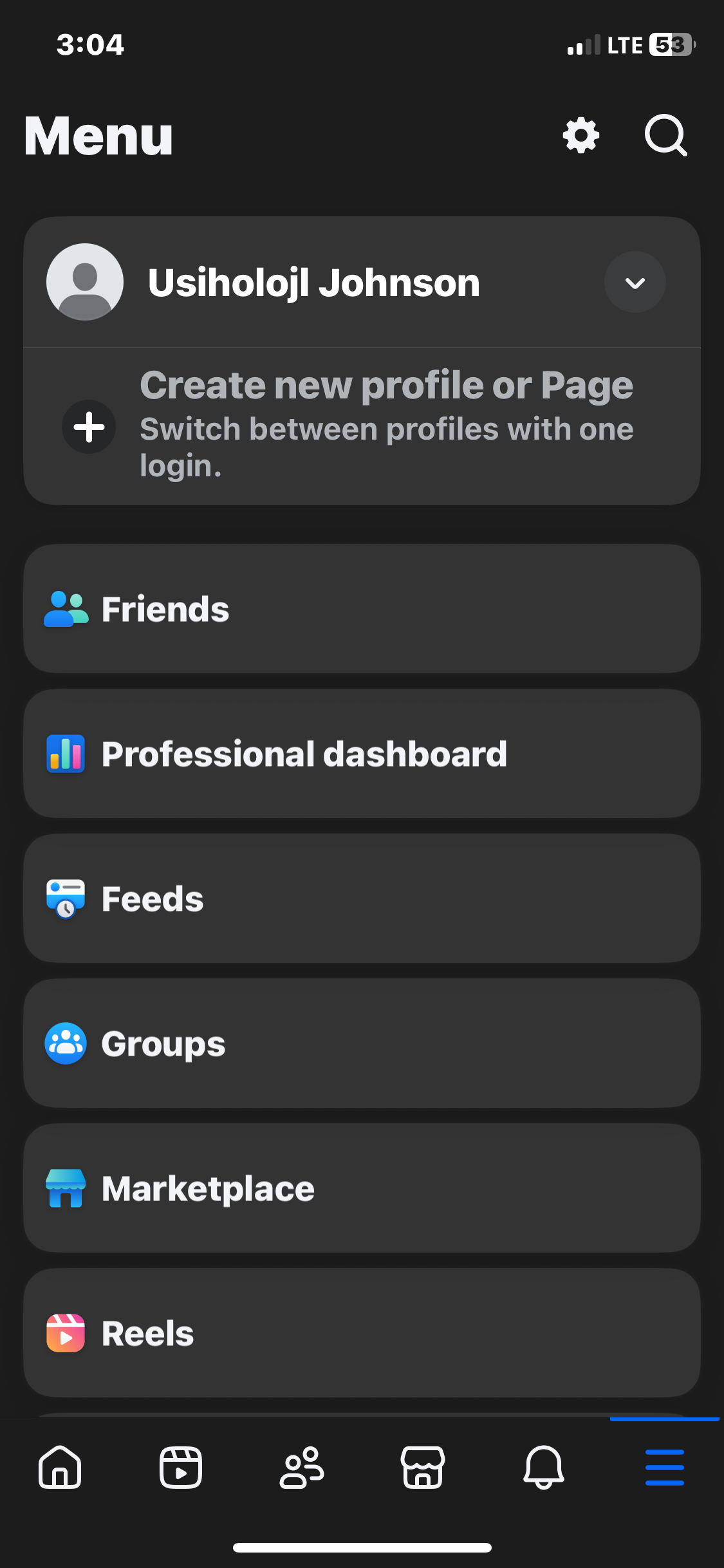 Switch profile facebook account 