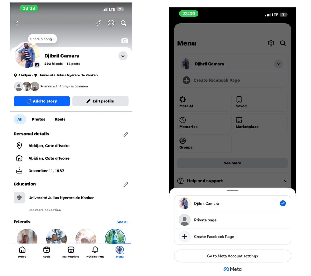 Côte d’Ivoire 🇨🇮 account [ Djibril ] | Has friends | Has Page inside | Can Join Groups

Price :N3,